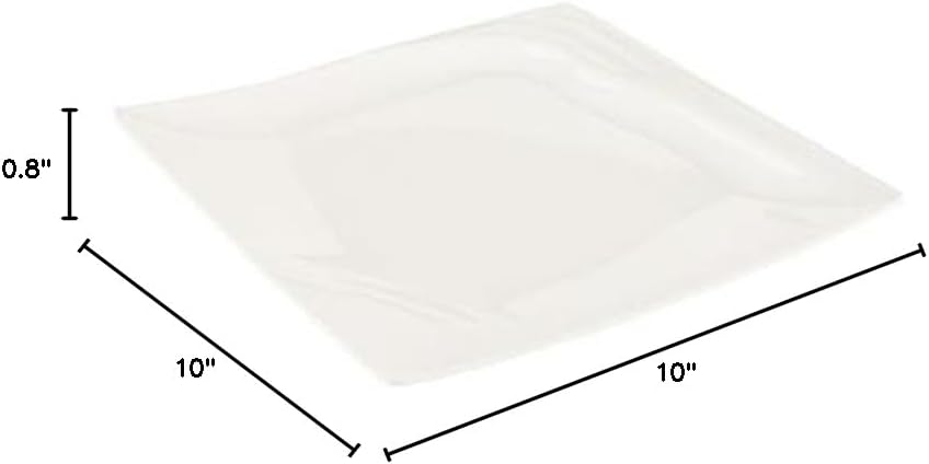 Restaurantware Voga 10 x 10 Inch Serving Plates 10 Square Pasta Plates - Premium Top-Rack DIshwashable White Melamine Serving Platters Serve Appetizers Or Desserts For All Occasions