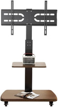 Universal TV Stand TV Stand for Bedroom Mobile TV Stand for 32-80 Inch TVs, Height Adjustable TV Cart with Media Shelf Wood Base and Wheels, Holds Up to 132lbs Universal Television