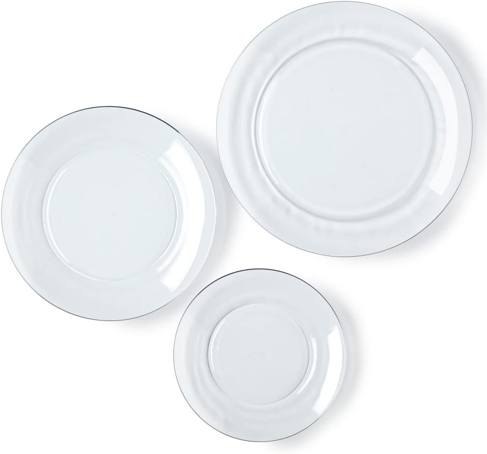 Duralex Lys Glass Dinnerware Set – 18-Piece Clear Dinner, Dessert & Soup Plates for All Occasions