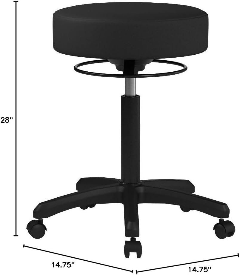Perch Life Height Adjustable Stool | Medium Bench Height 20.5-28' | Black Fabric