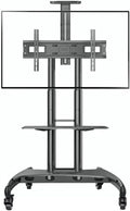 Free Standing Tv Stand Rolling TV Cart for 32-75 Inch Screens Holds Up to 100 Lbs, Height Adjustable Mobile TV Stand with Lockable Wheels Floor Standing Tv Stand (Black H