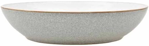 Denby - Elements Light Grey Pasta Bowls Set of 4 - Dishwasher Microwave Safe Crockery 1050ml 22cm - Pale Grey, White Ceramic Stoneware Tableware - Chip & Crack Resistant