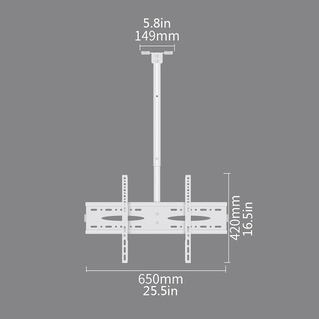 Universal Tv Stand Tv Stand Base White Tv Hanger 40'-60' Tv Ceiling Mount Tilt Rotationbracket Height-Adjustable Tv Ceiling Mount, Max Vesa 600X400Mm and Holds,White-1 Meter