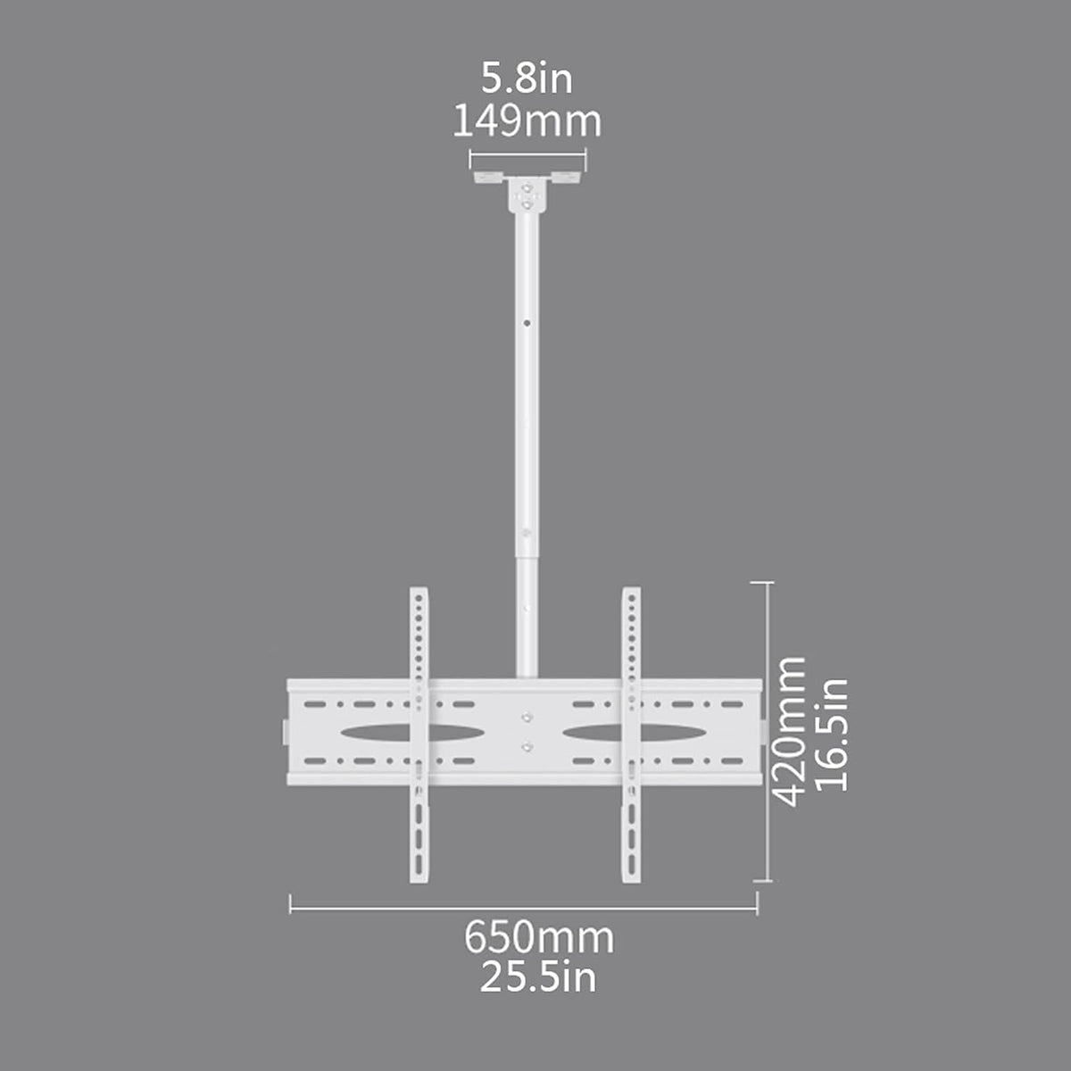 Universal TV Stand TV Stand Base White TV Hanger 40'-60' TV Ceiling Mount Tilt RotationBracket Height-Adjustable TV Ceiling Mount, Max 600x400mm and Holds Up to 110lbs Tv Stand Mo,White-1 meter
