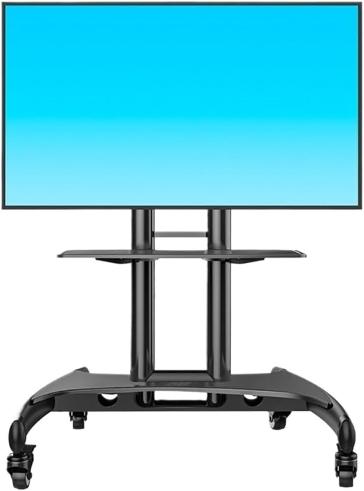 Free Standing Tv Stand Rolling Mobile TV Stand with Wheels for 32 to 75 Inch LCD LED Flat Screen TVs TV Floor Stand Height Adjustable Floor Standing Tv Stand