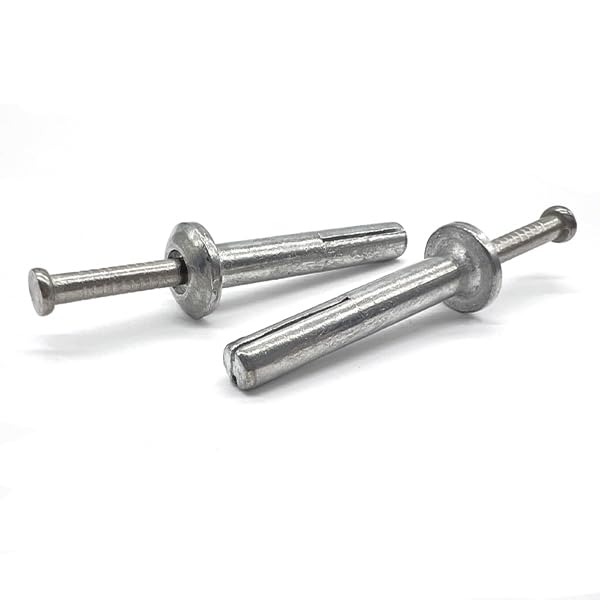 (100 Pieces) 1/4'x1' Mushroom Head Hammer Drive Anchors Zinc Alloy w/ 304 Stainless Steel Nails