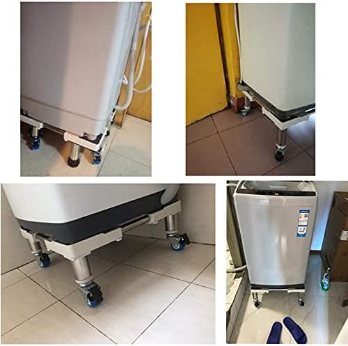 Portable Washing Machine Roller Pulley， Washing Machine Stand Base Heavy Duty Washing Machine Base with Wheels Multifunctional Refrigerator Mobile Base Fridges Freezers Trolley Stand Universal