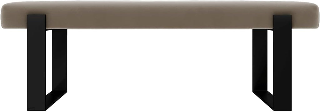 VANT Upholstered Bed Bench - Velvet Sand Storm - Matte Black - Contemporary Modern, Bedroom Bench Seat, Hallway, or Entryway