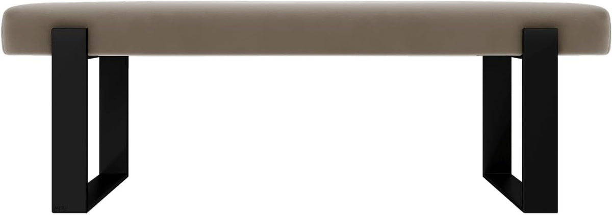 VANT Upholstered Bed Bench - Velvet Sand Storm - Matte Black - Contemporary Modern, Bedroom Bench Seat, Hallway, or Entryway