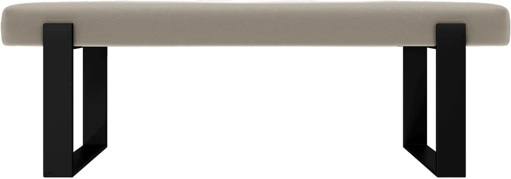 VANT Upholstered Bed Bench - Vintage Leather Dusty Taupe - Matte Black - Contemporary Modern, Bedroom Bench Seat, Hallway, or Entryway