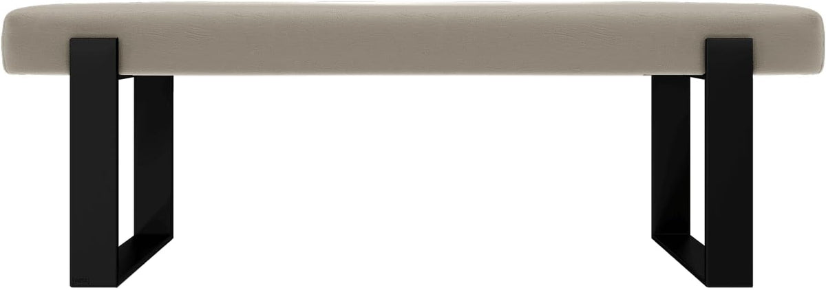 VANT Upholstered Bed Bench - Vintage Leather Dusty Taupe - Matte Black - Contemporary Modern, Bedroom Bench Seat, Hallway, or Entryway