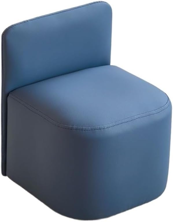Versatile Stylish Ottoman Stool Chair, Comfortable Vanity Bench with Back rt, Low Footstool for Living Room & Entryway, Small Space Seating Solution (Blue)