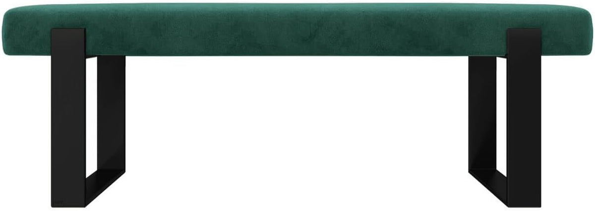 VANT Upholstered Bed Bench - Velvet Emerald Green - Matte Black - Contemporary Modern, Bedroom Bench Seat, Hallway, or Entryway
