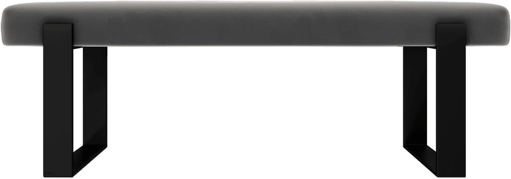 VANT Upholstered Bed Bench - Velvet Smoke Grey - Matte Black - Contemporary Modern, Bedroom Bench Seat, Hallway, or Entryway