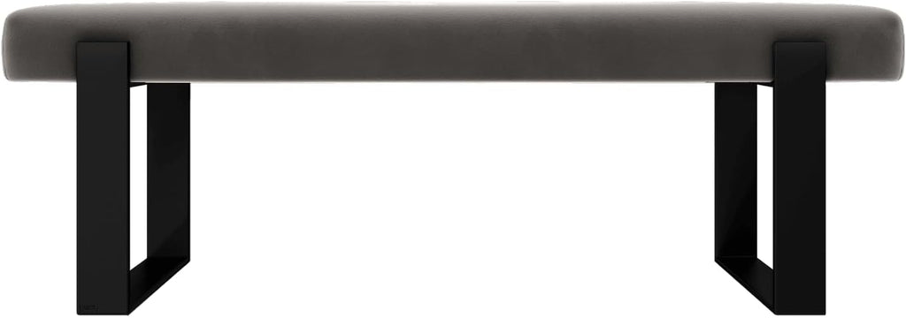 VANT Upholstered Bed Bench - Velvet Gothic Grey - Matte Black - Contemporary Modern, Bedroom Bench Seat, Hallway, or Entryway