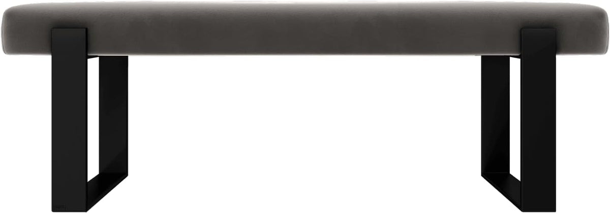 VANT Upholstered Bed Bench - Velvet Gothic Grey - Matte Black - Contemporary Modern, Bedroom Bench Seat, Hallway, or Entryway