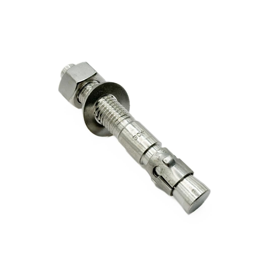 Mighty Fasteners Wedge Anchors – Heavy-Duty 304 Stainless Steel Expansion Bolts for Concrete & Masonry, Rust-Resistant & Durable - 7/8' X 6' - 10 Pack