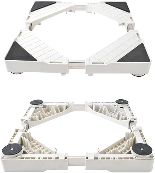 Washing Machine Stand Anti-Rust Universal Base Fridge Stand Adjustable Width 45-72cm Length 50-77cm Holder Bracket for Refrigerator Dryer Height 5.5cm Anti-Vibration Mat ()