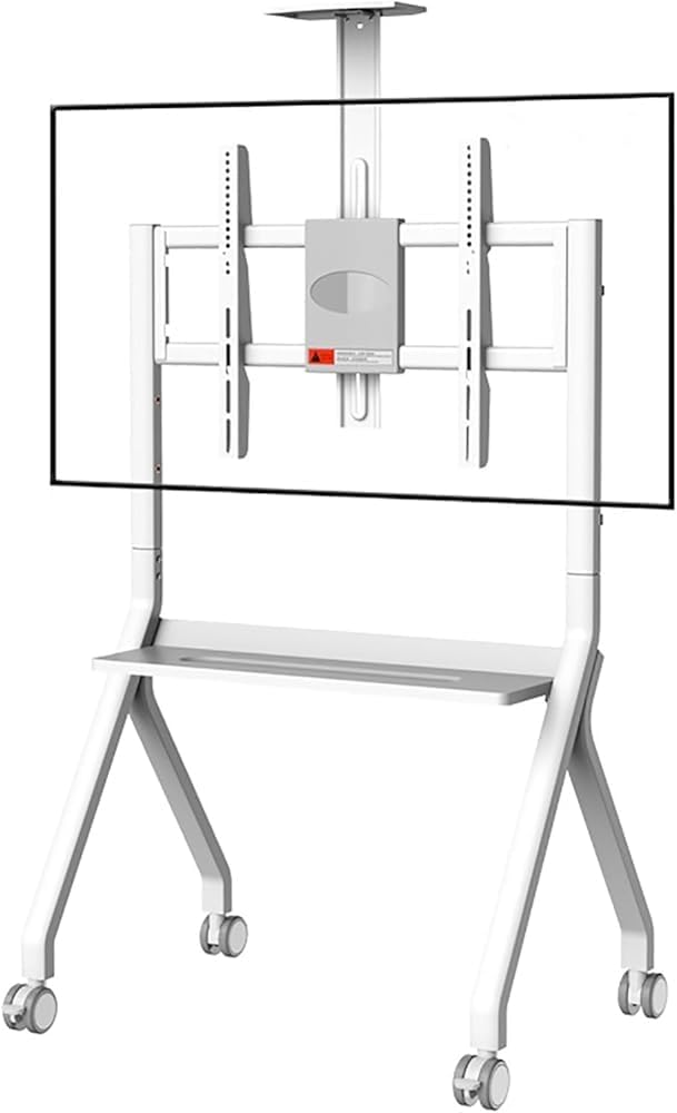 Universal Floor Stand for Interactive Whiteboards and TVs, Mobile Base with Lockable Wheels for Secure Movement in Office, Classroom, and Home Settings
