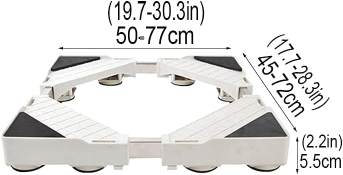 Adjustable Washing Machine Base Washing Machine Stand Anti-Rust Universal Base Fridge Stand Adjustable Width 45-72cm Length 50-77cm Holder Bracket for Dryer Height 5.5cm Anti-