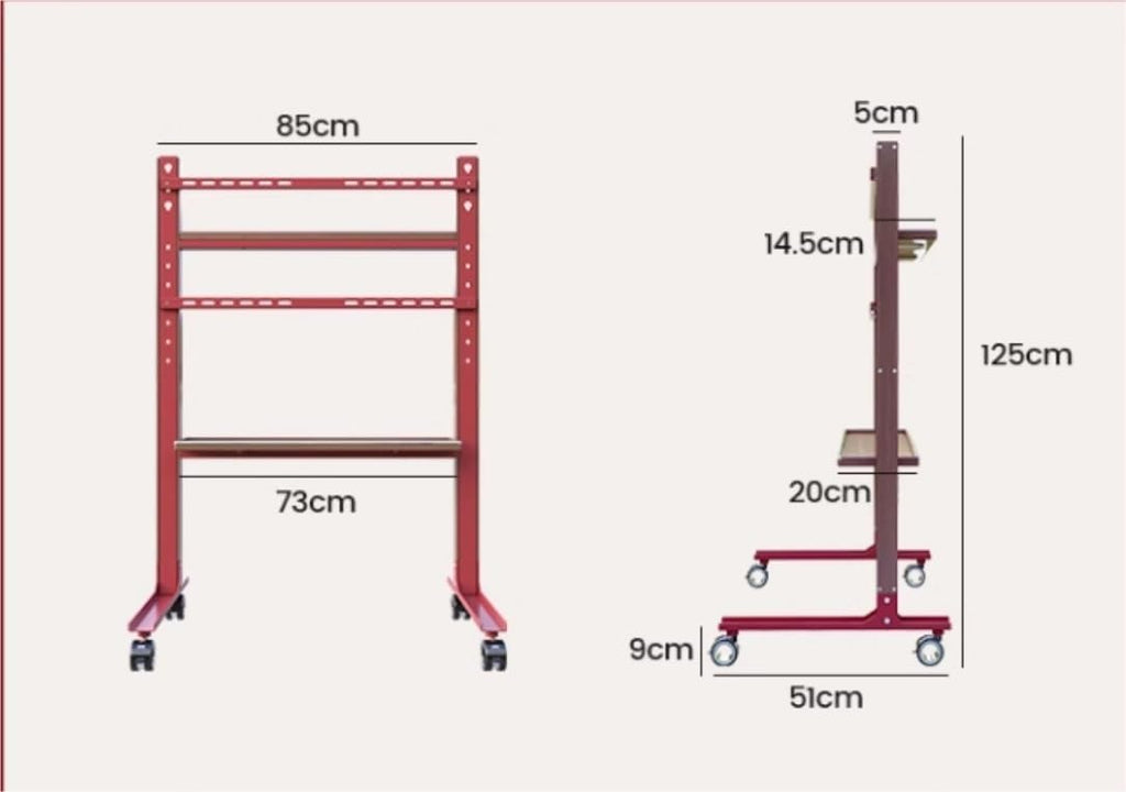 Free Standing Tv Stand Height Adjustable Rolling Mobile TV Cart with Wheels for 40 to 75 Inch LCD LED Screen TVs, TV Floor Stand with Shelf Floor Standing Tv Stand