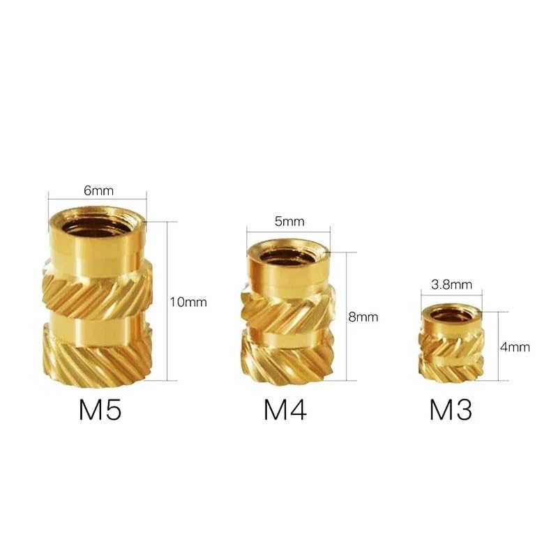 300pcs M5 M6 Heat Threaded Insert Nuts Brass Hot Melt Molding Knurled Injection Metal Copper Lock Nut for 3D Printer(M5x6x8 (300pcs))