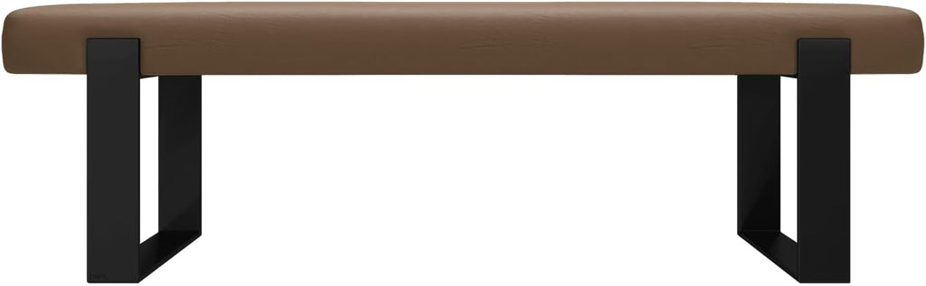 VANT Upholstered Bed Bench - Vintage Leather Cognac - Matte Black - Contemporary Modern, Bedroom Bench Seat, Hallway, or Entryway