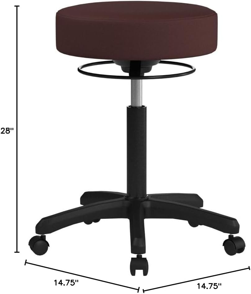 Perch Life Height Adjustable Stool | Medium Bench Height 20.5-28' | Burgundy Fabric