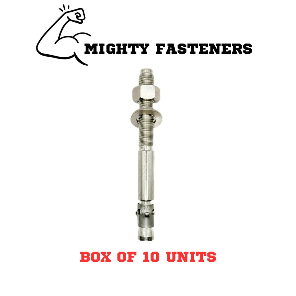 Mighty Fasteners Wedge Anchors – Heavy-Duty 304 Stainless Steel Expansion Bolts for Concrete & Masonry, Rust-Resistant & Durable - 3/4' X 7-1/2' - 10 Pack