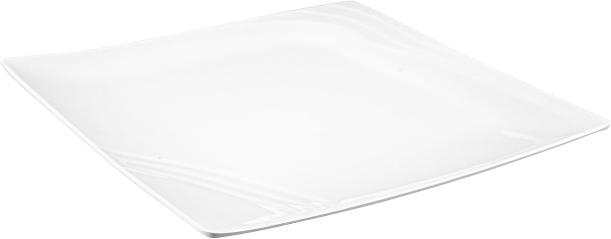 Restaurantware Voga 12 x 12 Inch Serving Plates 10 Square Pasta Plates - Premium Top-Rack DIshwashable White Melamine Serving Platters Serve Appetizers Or Desserts For All Occasions