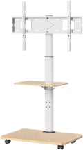 TV Stand TV Bracket Rolling TV Stand Mobile TV Cart On Wheels for 37 to 75 Inch Flat Screen TVs, TV Floor Stand Height Adjustable with Shelf TV Mount Stand for Living Roo