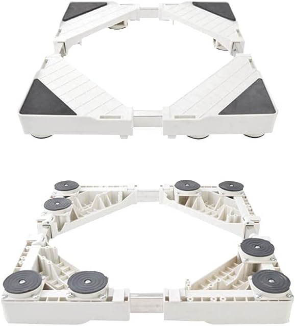 Washing Machine Stand Anti-Rust Universal Base Fridge Stand Adjustable Width 45-72cm Length 50-77cm Holder Bracket for Refrigerator Dryer Height 5.5cm Anti-Vibration Mat ()