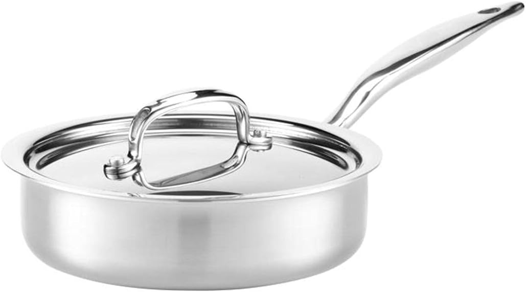 Heritage Steel 1.5 Quart Sauté Pan with Lid - Titanium Strengthened 316Ti Stainless Steel with 5-Ply Construction - Induction-Ready and Fully Clad, Made in USA