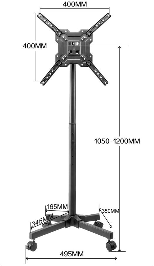 Free Standing Tv Stand Universal TV Stand On Wheels for 17 to 50 Inch Monitor Adjustable Height Floor Display Stand Floor Standing Tv Stand