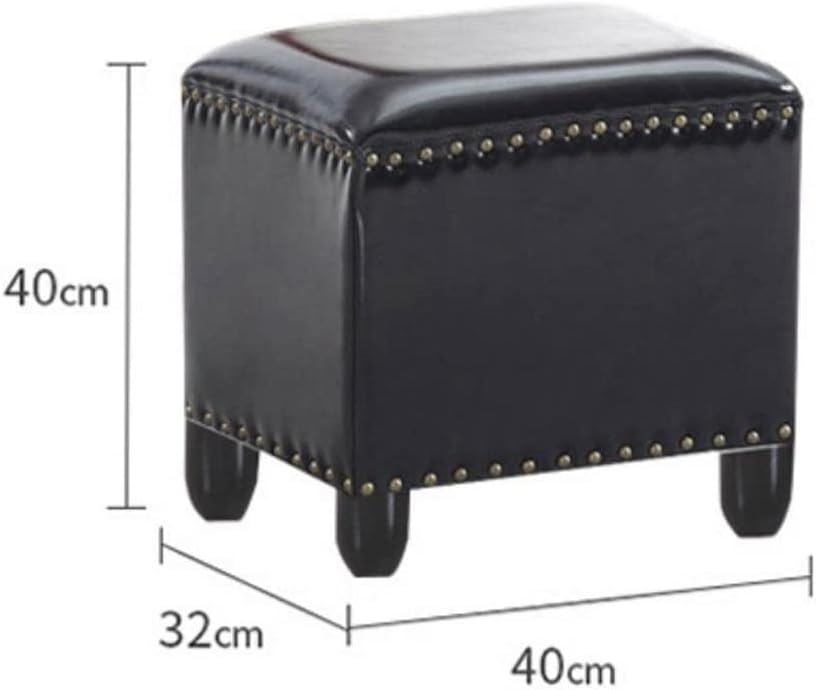 Vanities Benches, Desk Stools, Leather Piano Stool, Footstools (Color : Black)