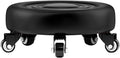 Heavy-Duty Low Roller Stool with 360° Swivel Wheels, Ottoman Footstool, Low-Height Short Rolling Stool Seat, PU Leather Small Mechanic Chair, Rolling Stools for Garage, Shop, Library Black