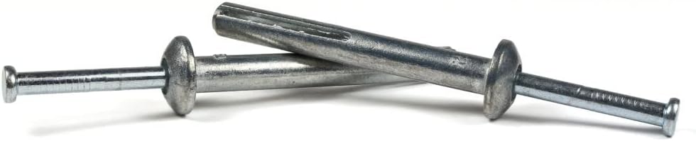 1/4' x 2' Hammer Drive Anchors/Mushroom Head/Zamac Alloy Body/SS Nail / 100 Pc. Carton