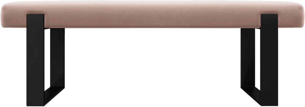 VANT Upholstered Bed Bench - Velvet Blush - Matte Black - Contemporary Modern, Bedroom Bench Seat, Hallway, or Entryway