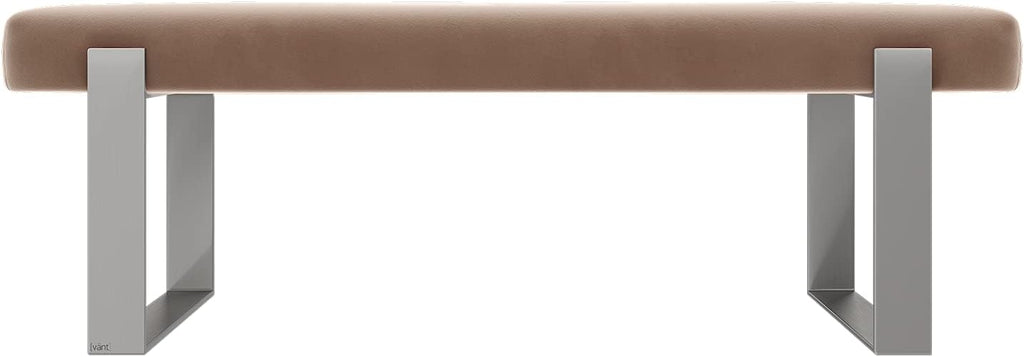 VANT Upholstered Bed Bench - Velvet Blush - Brushed Nickel - Contemporary Modern, Bedroom Bench Seat, Hallway, or Entryway
