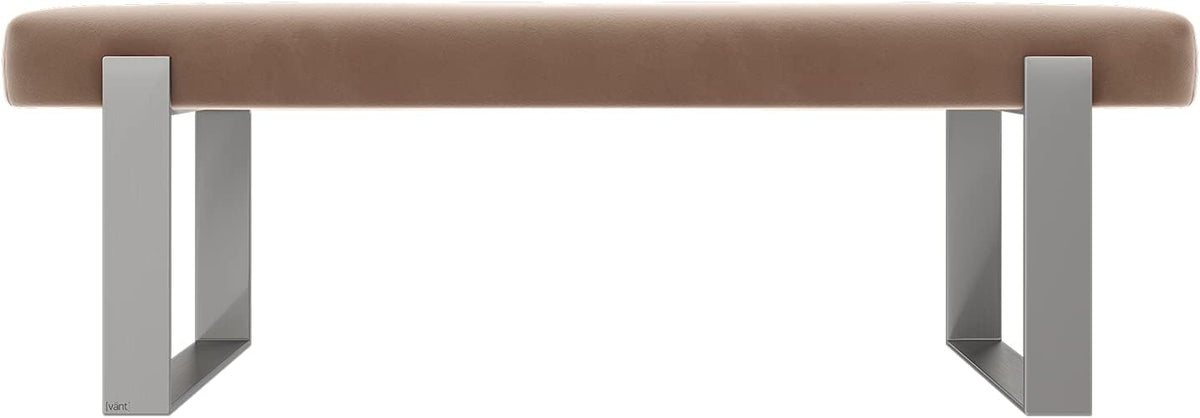 VANT Upholstered Bed Bench - Velvet Blush - Brushed Nickel - Contemporary Modern, Bedroom Bench Seat, Hallway, or Entryway