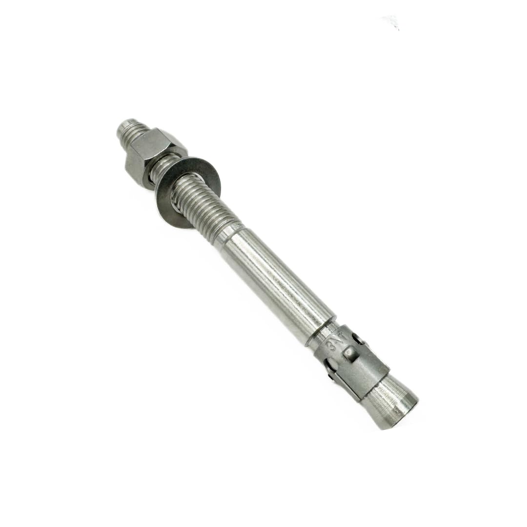 Mighty Fasteners Wedge Anchors – Heavy-Duty 304 Stainless Steel Expansion Bolts for Concrete & Masonry, Rust-Resistant & Durable - 3/4' X 7-1/2' - 10 Pack