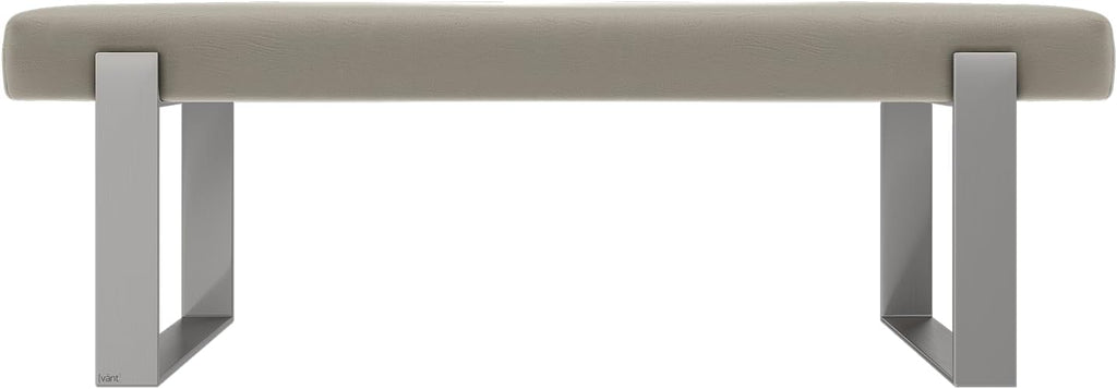 VANT Upholstered Bed Bench - Vintage Leather Dusty Taupe - Brushed Nickel - Contemporary Modern, Bedroom Bench Seat, Hallway, or Entryway