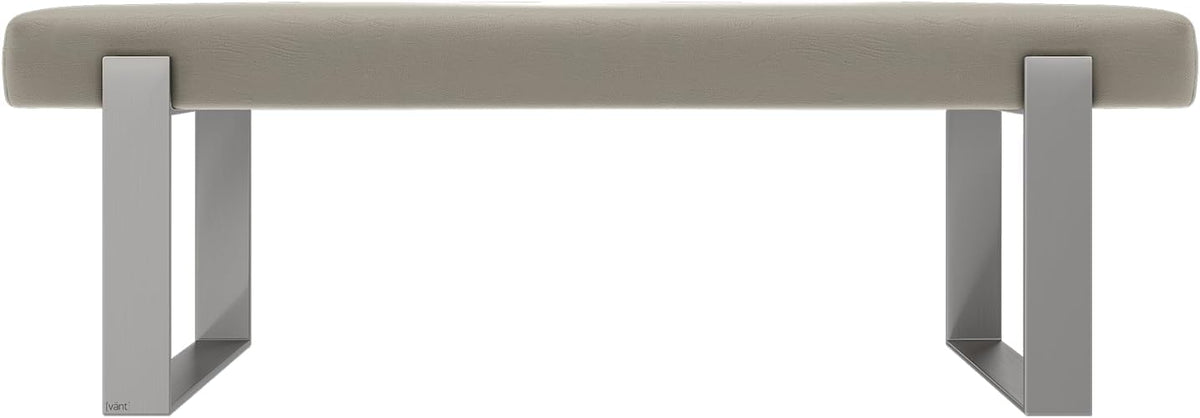 VANT Upholstered Bed Bench - Vintage Leather Dusty Taupe - Brushed Nickel - Contemporary Modern, Bedroom Bench Seat, Hallway, or Entryway