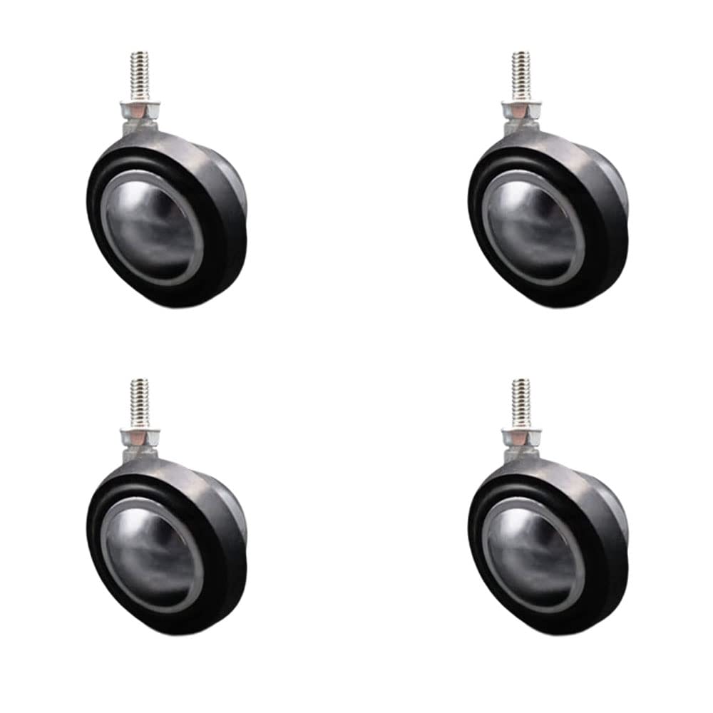 2-1/4 Inch Swivel Metal with Soft Rubber Tread Ball Caster Wheels for Furniture - Bright Chrome Finish Stem Casters with 5/16 Inch - 18 TPI x 1/2 Inch Threaded Stem - Set of 4 - Service Caster Brand