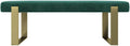 VANT Upholstered Bed Bench - Velvet Emerald Green - Burnished Brass - Contemporary Modern, Bedroom Bench Seat, Hallway, or Entryway