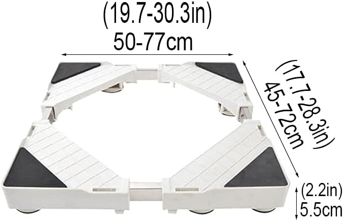 Adjustable Washing Machine Base Washing Machine Stand Anti-Rust Universal Base Fridge Stand Adjustable Width 45-72cm Length 50-77cm Holder Bracket for Dryer Height 5.5cm Anti-