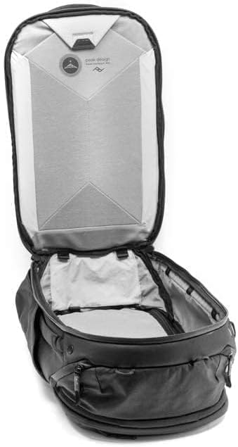 Peak Design Travel Backpack 45L, Black, Expandable 35-45L Design, Rear and Top Access, Weatherproof Shell, Laptop Sleeve, Ideal for Travel or Everyday Carry, Versatile Backpack for Men and Women