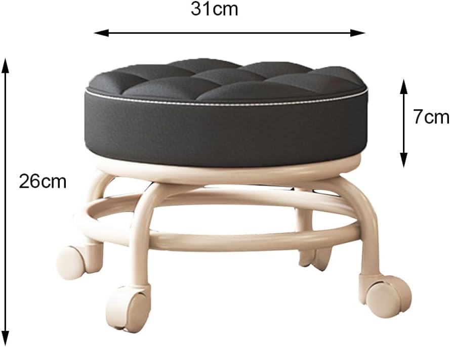 Heavy-Duty Low Roller Stool with 360° Swivel Wheels, 440-lb Load Capacity, Low-Height Short Rolling Stool Seat, PU Leather Small Mechanic Chair, Rolling Stools for Shop Green