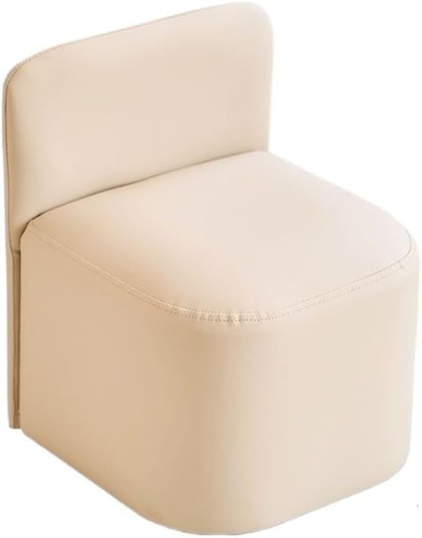 Versatile Stylish Ottoman Stool Chair, Comfortable Vanity Bench with Back rt, Low Footstool for Living Room & Entryway, Small Space Seating Solution (White)