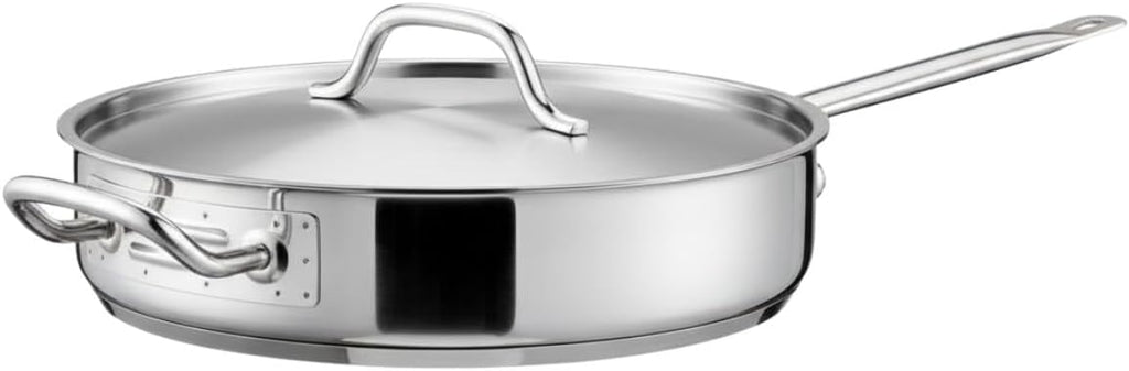 TrueCraftware- 7 Qt. Stainless Steel Sauté Pan with Lid and Welded Hollow Handle - Chef Cooking Pan Egg Pan Fry Omelet Sauté Pans Cookware NSF Certified